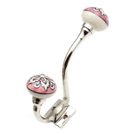 Peach Flower Ceramic Silver Iron Hook